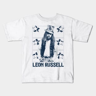 Leon Russell / Retro Vintage Faded Look Fan Art Design Kids T-Shirt